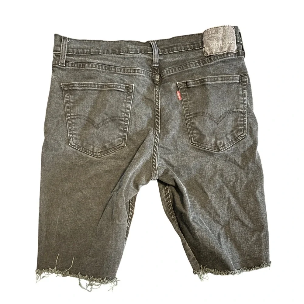 Levi's 511 Red Tab Denim Shorts Mens 36 Black Slim Fit Cutoff Raw Hem